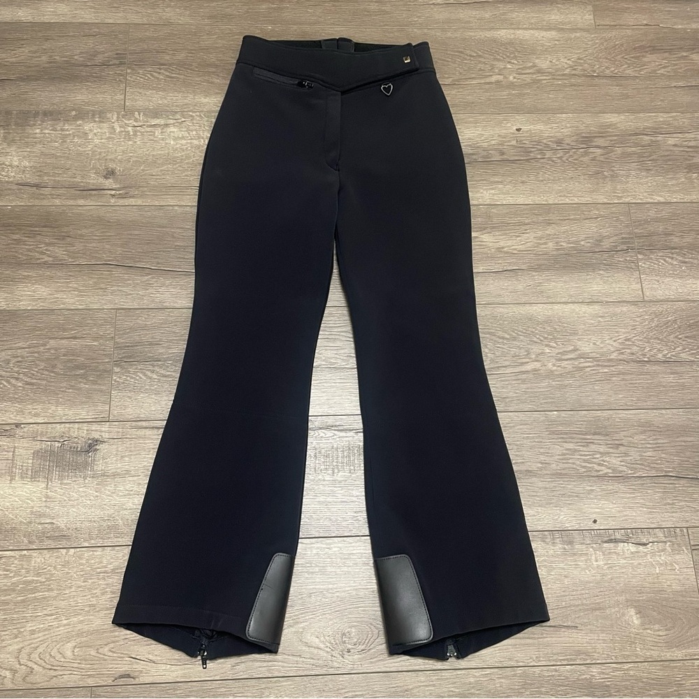 Obermeyer Women’s Stirrup Snow Ski Pants Black Sz 8 S Made in Japan Heart